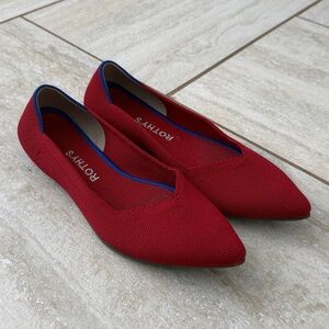 Rothy's Ballet Flats Pointed Toe Red Women's Size 8